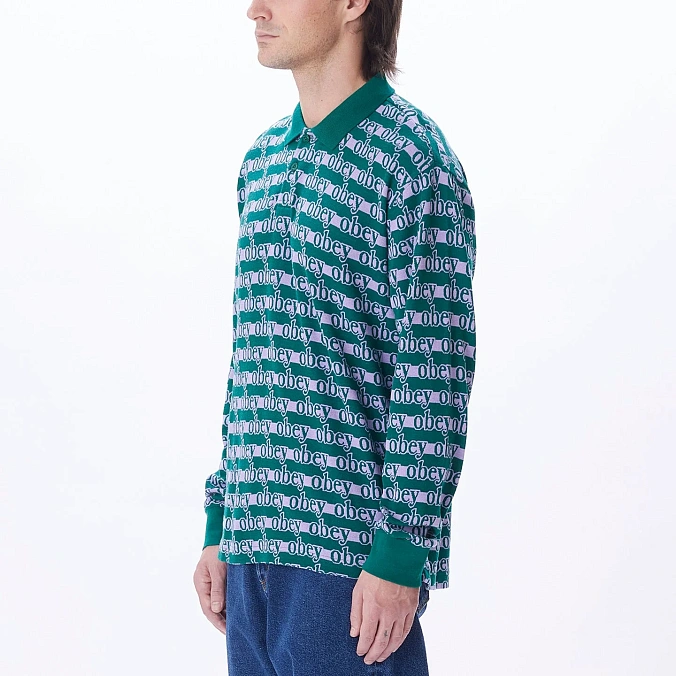 Рубашка поло Obey Interlock Logo Jaquard Ls Polo
